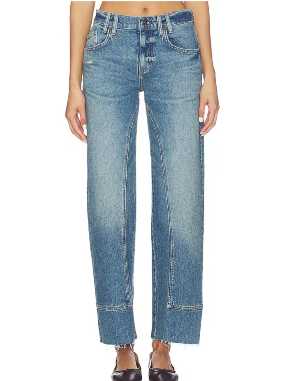 We The Free Risk Taker Mid-Rise Raw Hem Straight Leg Jeans